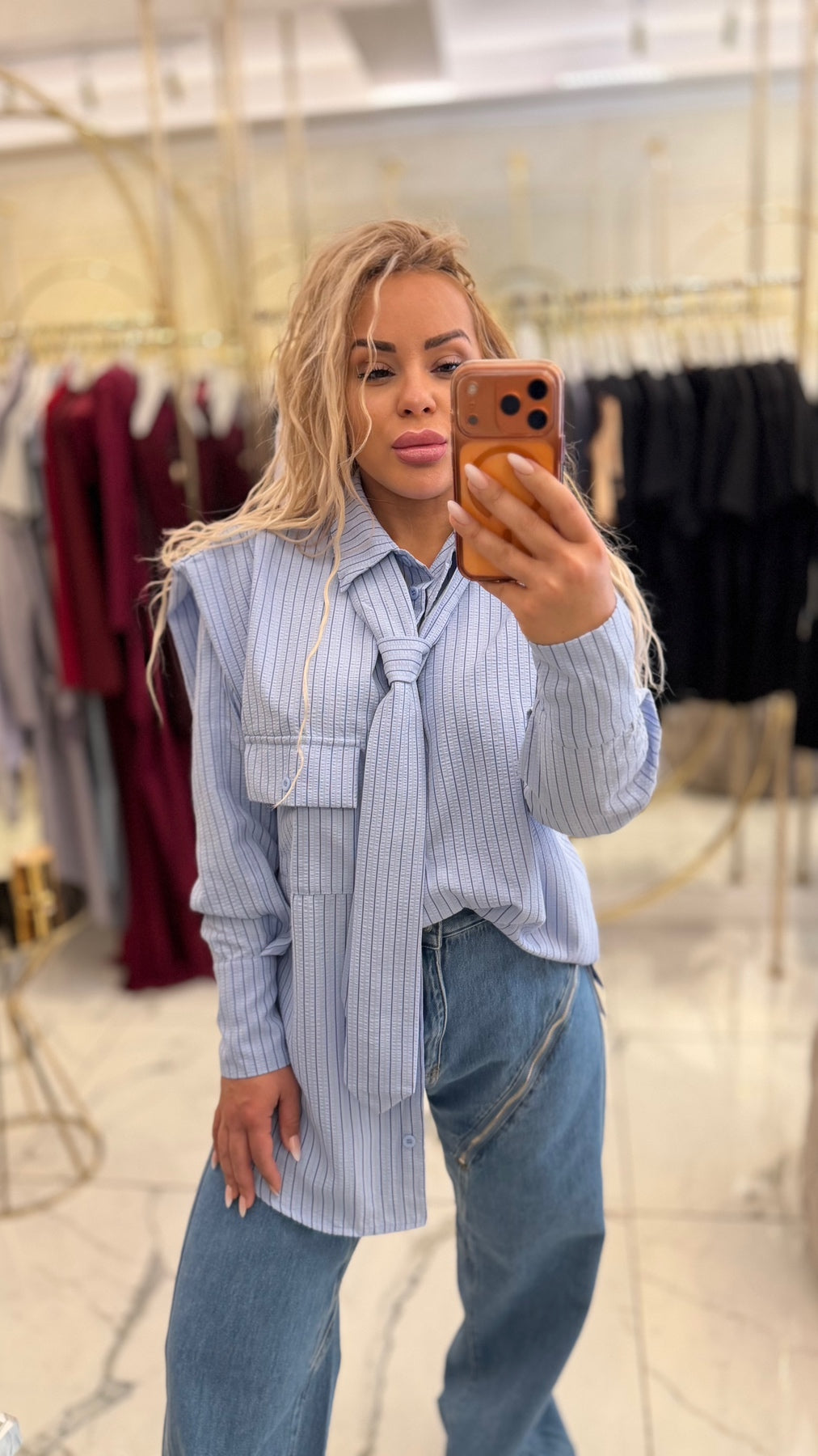 Риза с вратовръзка Elise Blue Luvéne
