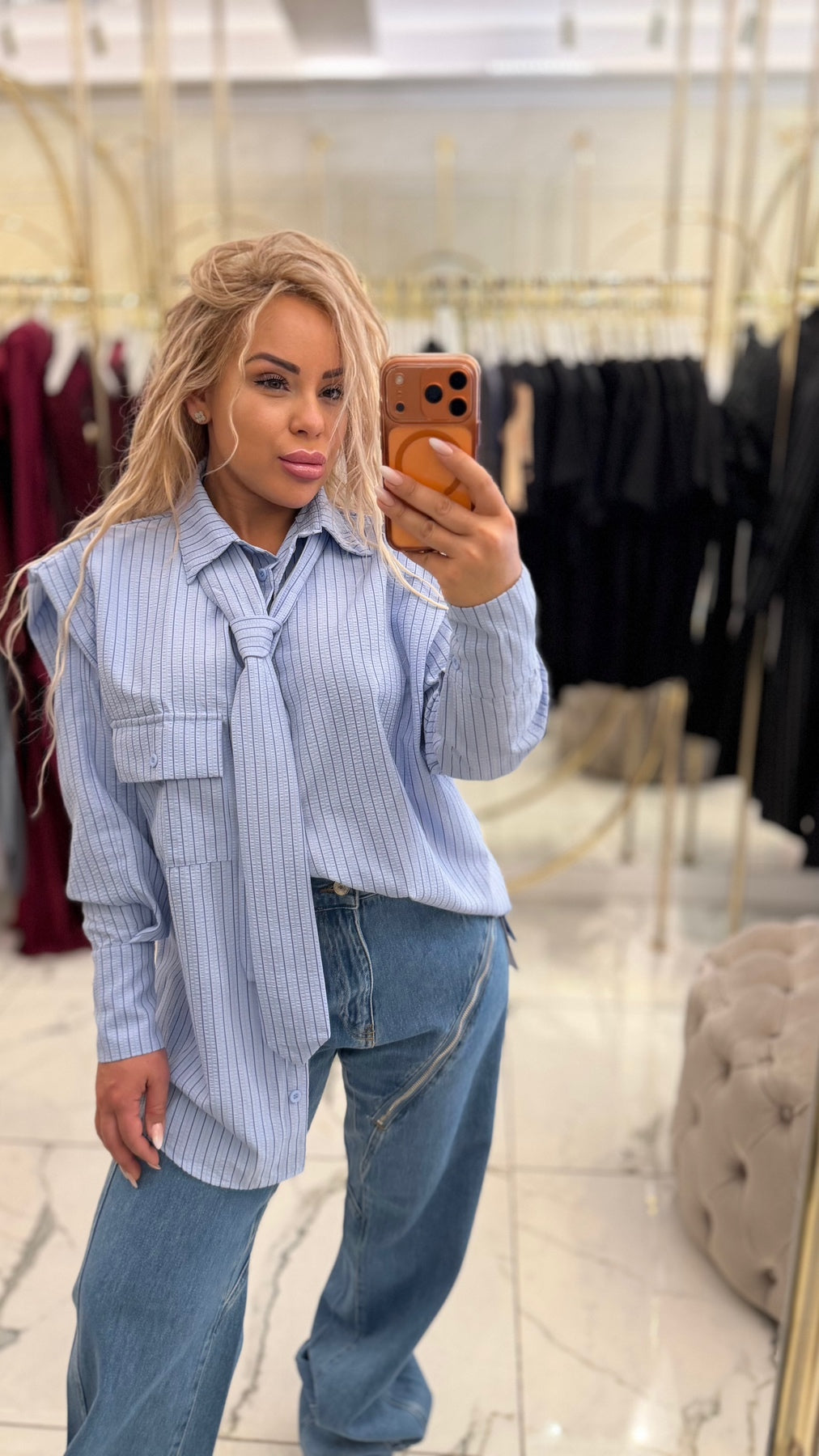 Риза с вратовръзка Elise Blue Luvéne