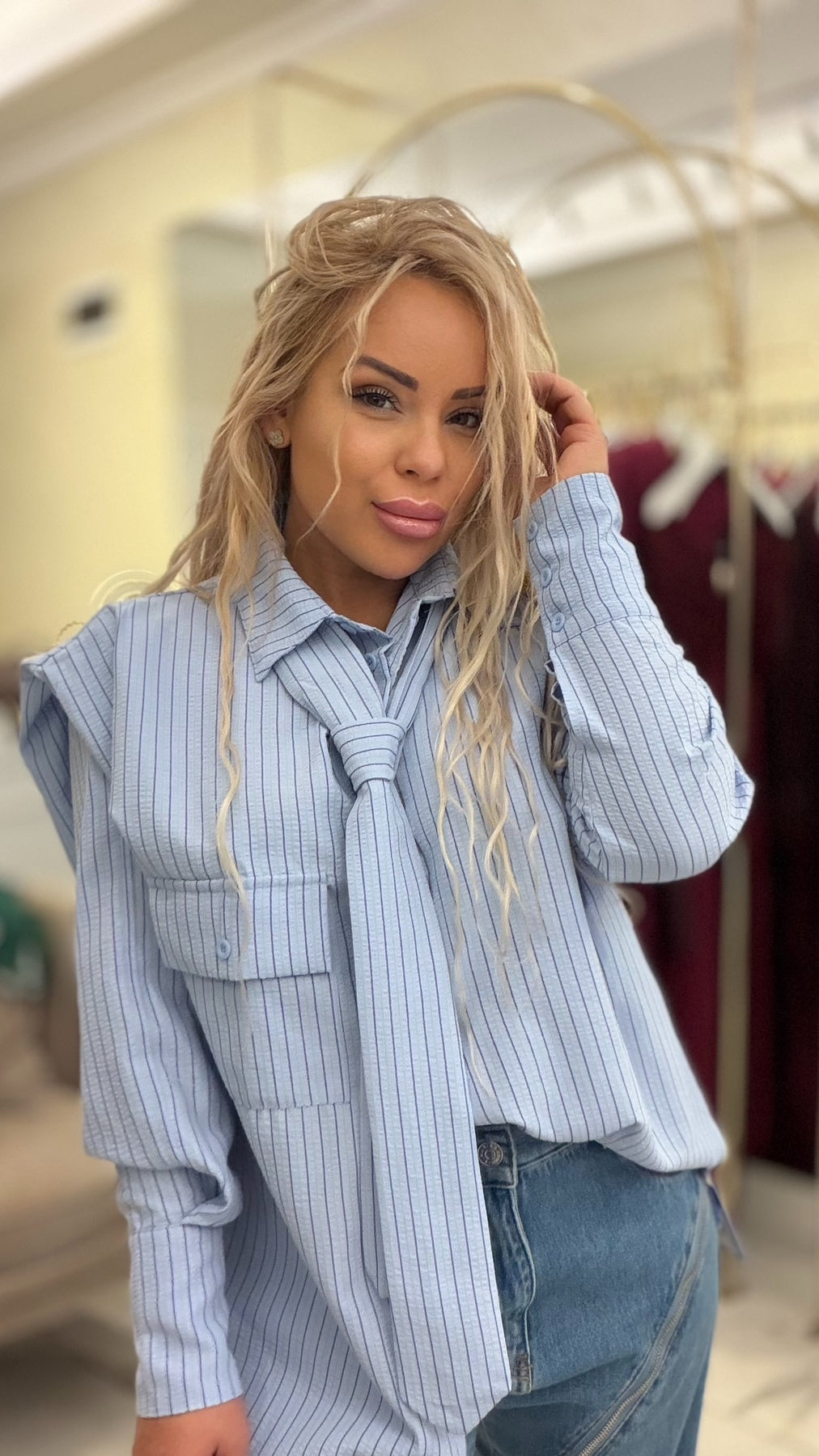 Риза с вратовръзка Elise Blue Luvéne